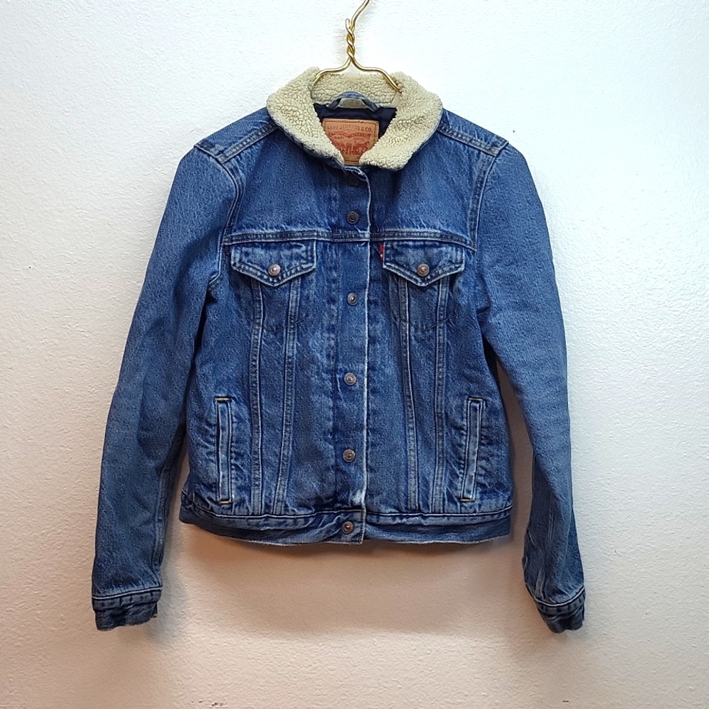 Kids Blue Denim Jacket with Sherpa Collar